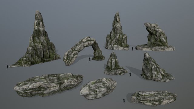 rock set 1 3D 모델 .c4d .max .obj .3ds .fbx .stl .blend 