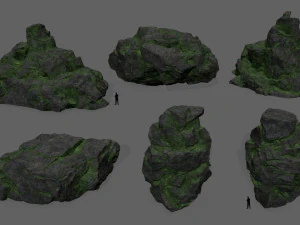 이끼 낀 바위 3D 모델