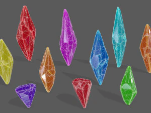 set di cristalli Modello 3D