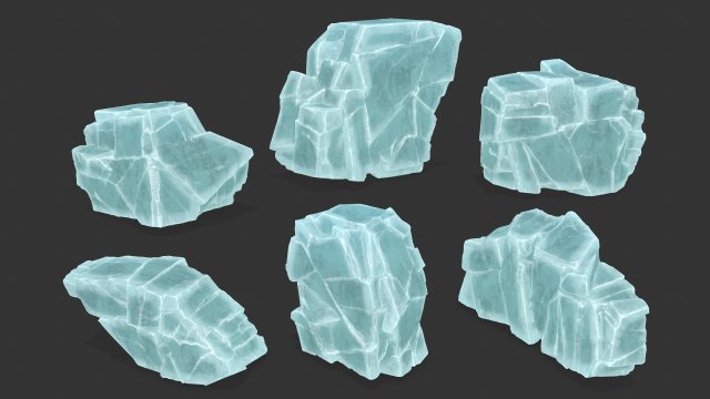 ice rocks 3D Model .c4d .max .obj .3ds .fbx .stl .blend 