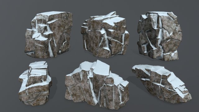 snow rock Model 3D .c4d .max .obj .3ds .fbx .stl .blend 