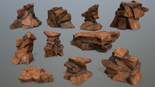 desert rocks 3D Model .c4d .max .obj .3ds .fbx .stl .blend