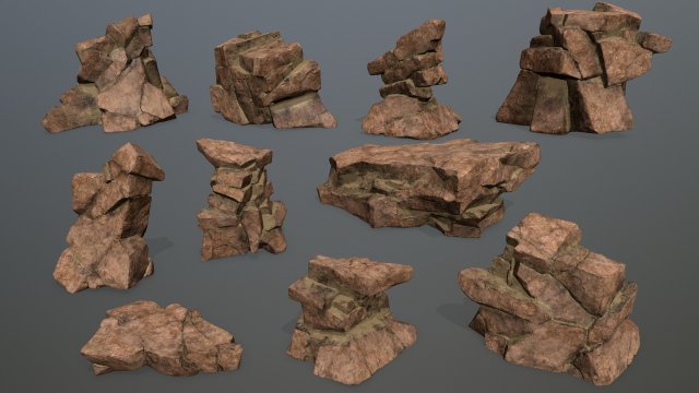desert rock set 3D Model .c4d .max .obj .3ds .fbx .stl .blend 