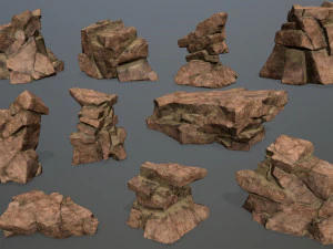 사막 바위 세트 3D 모델
