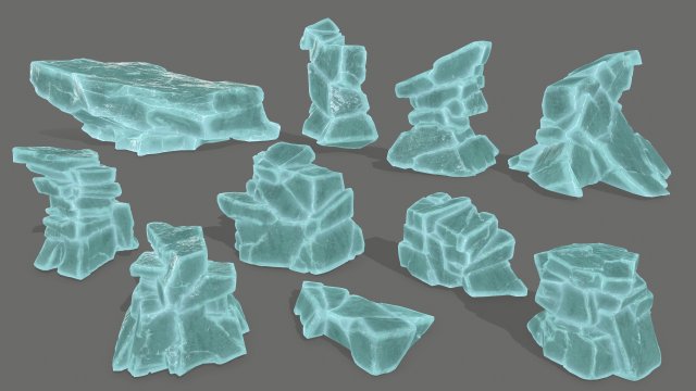 ice rocks 3D Model .c4d .max .obj .3ds .fbx .stl .blend 