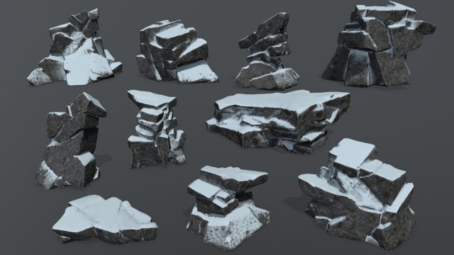 snow rock 3D 모델 .c4d .max .obj .3ds .fbx .stl .blend 