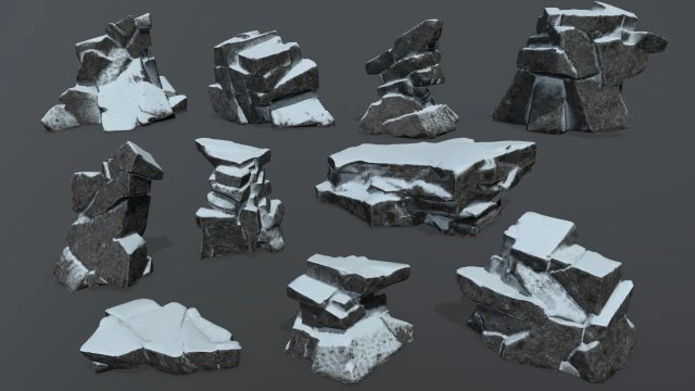 snow rock 3D Model .c4d .max .obj .3ds .fbx .stl .blend 