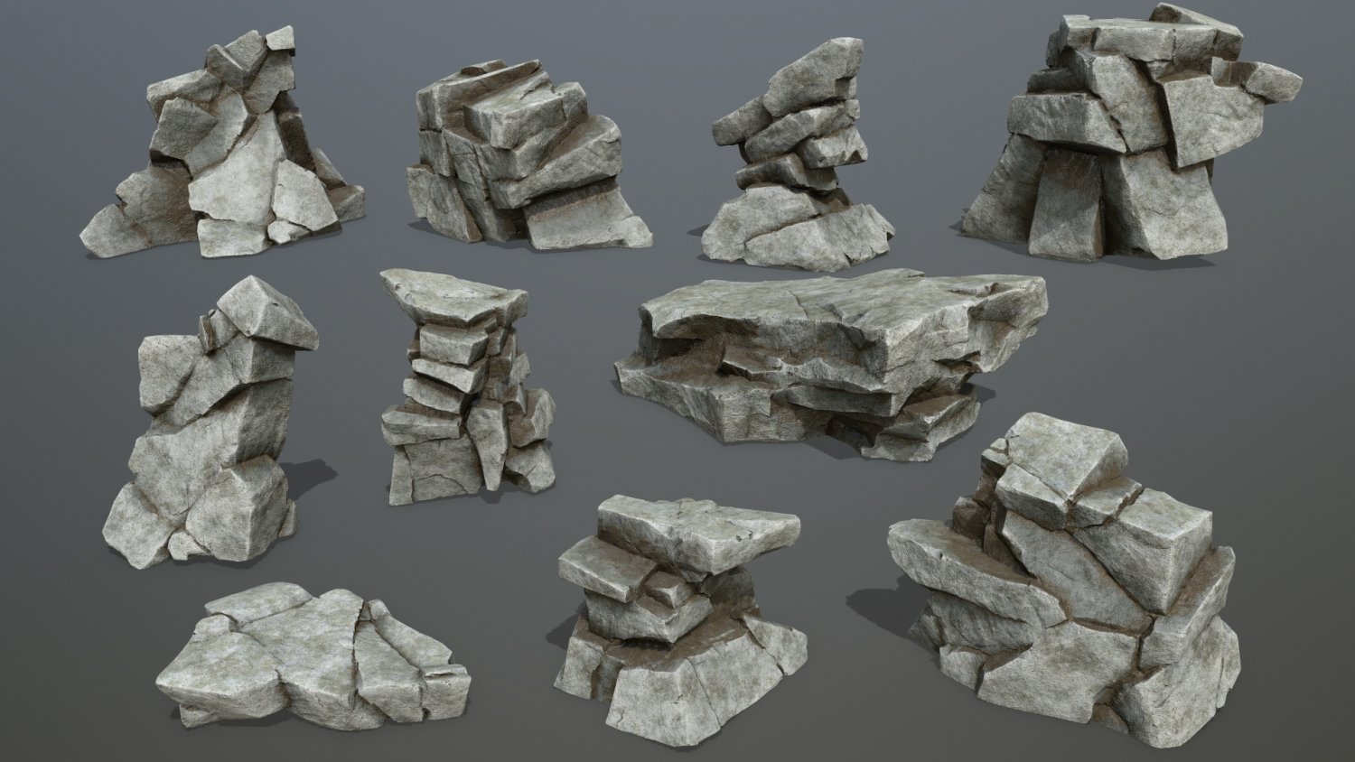 Rock 3d model. Landscape 3d model PNG.