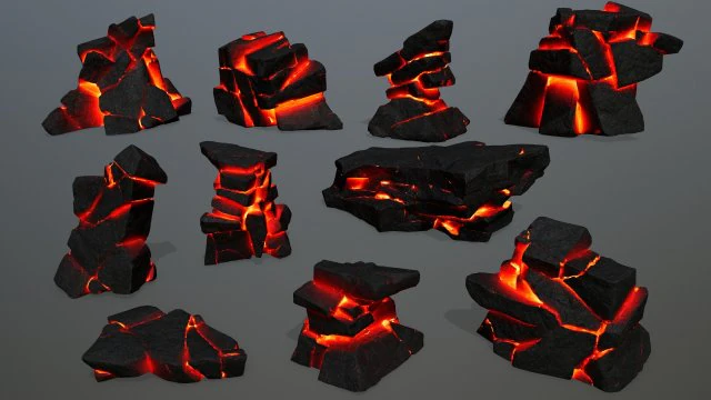 Lava rocks 3D Model .c4d .max .obj .3ds .fbx .stl .blend
