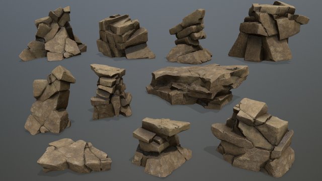 Desert rocks Modello 3D .c4d .max .obj .3ds .fbx .stl .blend 