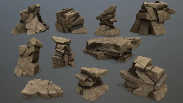 Desert rocks 3D Model .c4d .max .obj .3ds .fbx .stl .blend