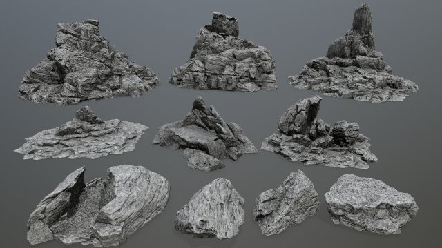 Short Flat Rocks - White 2 3D Model in Landscapes 3DExport