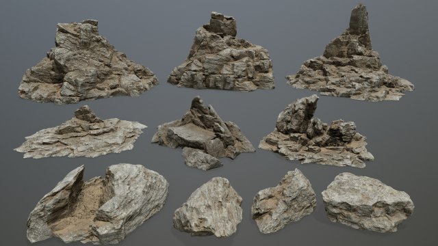 Desert rock set Model 3D .c4d .max .obj .3ds .fbx .stl .blend 