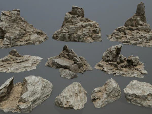 &Ccedil;&ouml;l kaya seti 3D Model