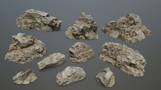 Desert rock set 3D Model .c4d .max .obj .3ds .fbx .stl .blend 