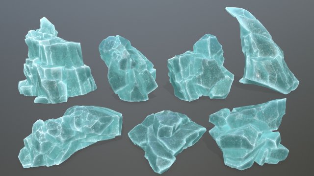 Ice rocks Model 3D .c4d .max .obj .3ds .fbx .stl .blend