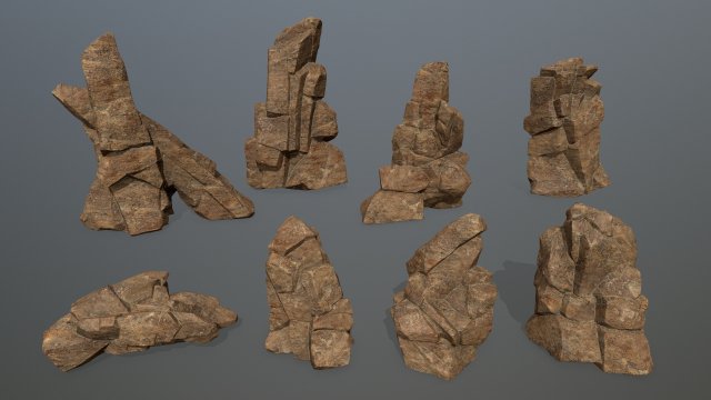 Desert rock set 3Dモデル .c4d .max .obj .3ds .fbx .stl .blend 