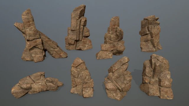 Desert rock set 3D Model .c4d .max .obj .3ds .fbx .stl .blend 