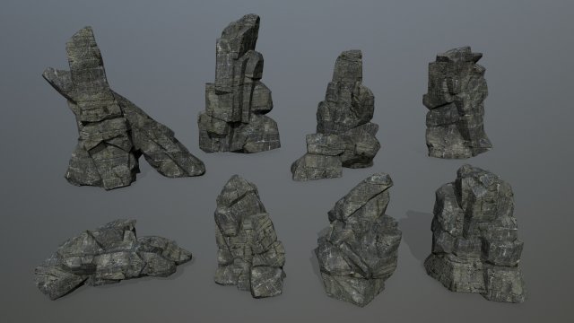 Cliff rocks 3D 模型 .c4d .max .obj .3ds .fbx .stl .blend 