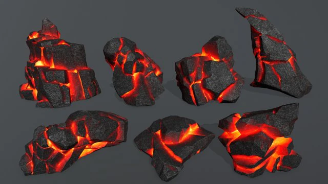 Lava rocks 3D Model .c4d .max .obj .3ds .fbx .stl .blend 