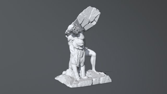 HerculesandLion 3D प्रिंट मॉडल .c4d .max .obj .3ds .fbx .stl .blend 
