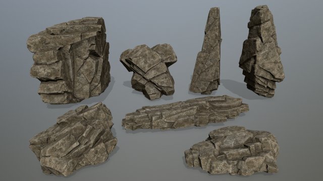 Desert rock set 3D मॉडल .c4d .max .obj .3ds .fbx .stl .blend 