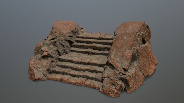Rock stairs 3D Model .c4d .max .obj .3ds .fbx .stl .blend 