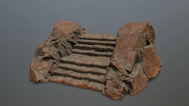 Rock stairs 3D Model .c4d .max .obj .3ds .fbx .stl .blend 