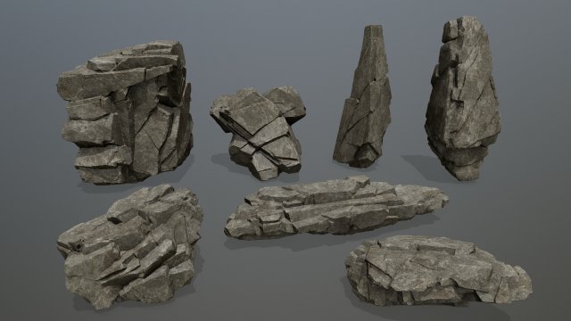 Cliff rocks 3D Model .c4d .max .obj .3ds .fbx .stl .blend 