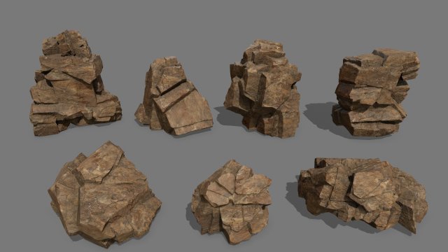 Desert rocks 3D Model .c4d .max .obj .3ds .fbx .stl .blend 