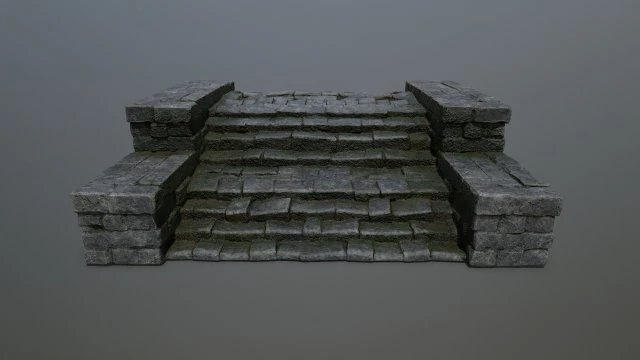 Ruin Stairs 3D Model .c4d .max .obj .3ds .fbx .stl .blend
