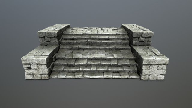 RuinStairs 3D Модель .c4d .max .obj .3ds .fbx .stl .blend 