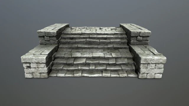 废墟楼梯 3D 模型 .c4d .max .obj .3ds .fbx .stl .blend 