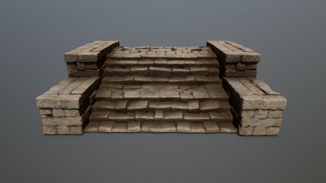 Ruin Stairs 3D Model .c4d .max .obj .3ds .fbx .stl .blend