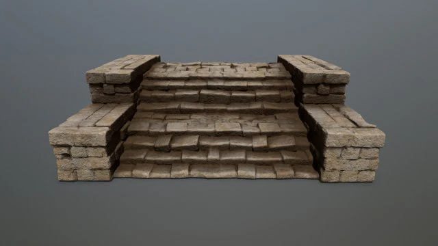Ruin Stairs 3D Model .c4d .max .obj .3ds .fbx .stl .blend
