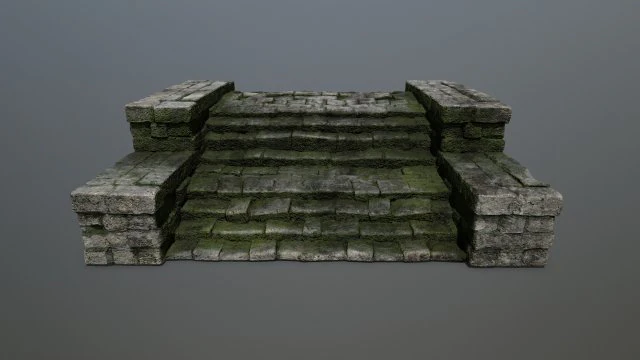 Ruin Stairs 3D Model .c4d .max .obj .3ds .fbx .stl .blend