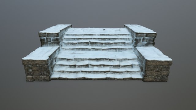 Ruin Stairs 3D Модель .c4d .max .obj .3ds .fbx .stl .blend 