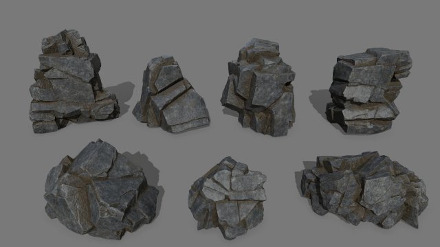 Cliff rocks 3D 모델 .c4d .max .obj .3ds .fbx .stl .blend