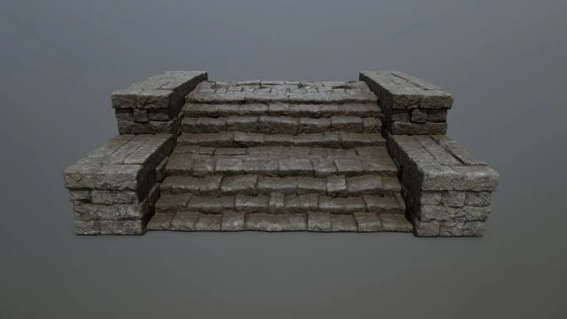 RuinStairs 3D Model .c4d .max .obj .3ds .fbx .stl .blend 