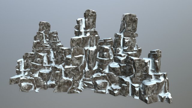 Snow rock 3D Model .c4d .max .obj .3ds .fbx .stl .blend 