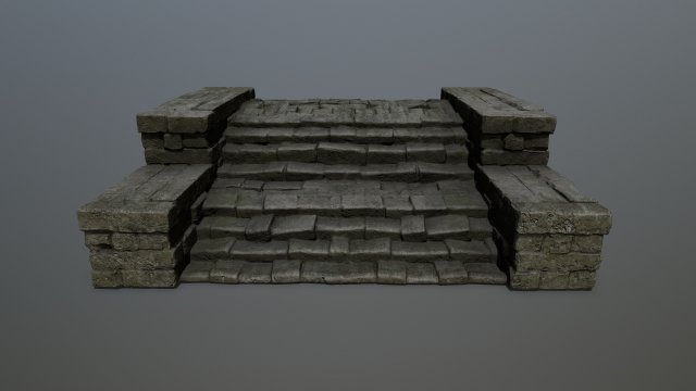 Ruin Stairs Model 3D .c4d .max .obj .3ds .fbx .stl .blend 