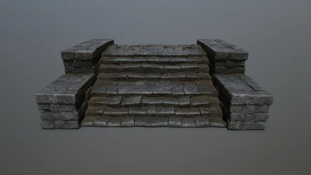 Ruin Stairs 3D Model .c4d .max .obj .3ds .fbx .stl .blend 
