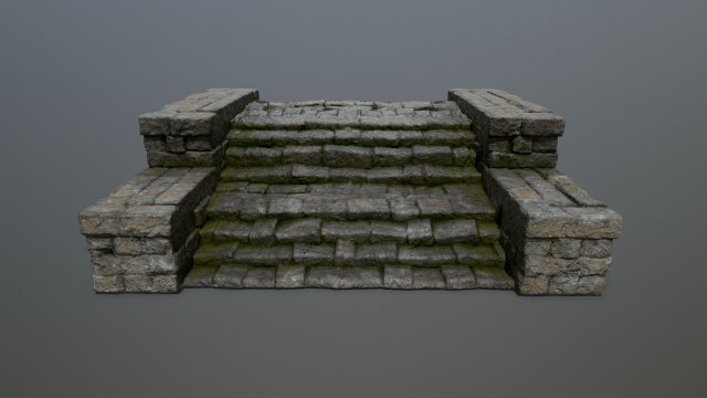 Ruin Stairs Model 3D .c4d .max .obj .3ds .fbx .stl .blend 