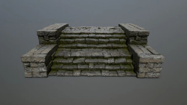 Ruin Stairs 3D Model .c4d .max .obj .3ds .fbx .stl .blend 
