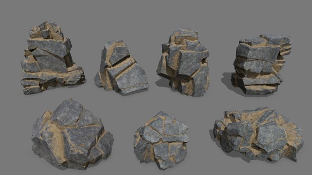 Desert cliff rocks 3D Модель .c4d .max .obj .3ds .fbx .stl .blend 