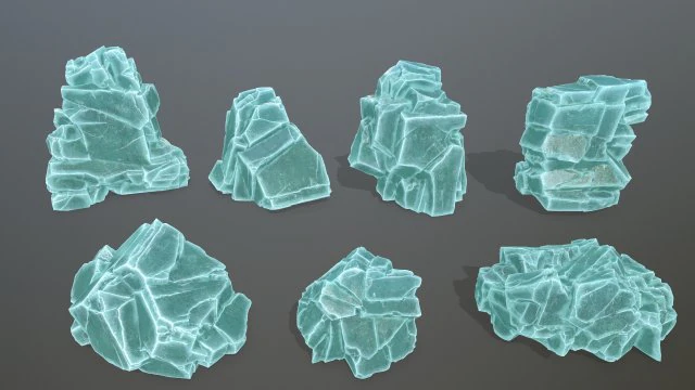 Ice rocks 3D Model .c4d .max .obj .3ds .fbx .stl .blend 