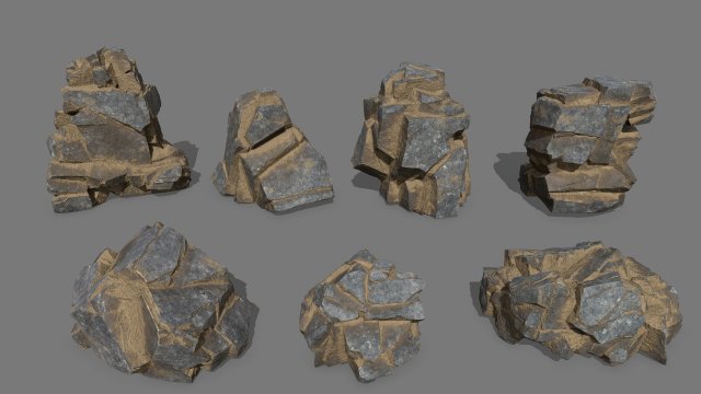 Short Flat Rocks - White 2 3D Model in Landscapes 3DExport