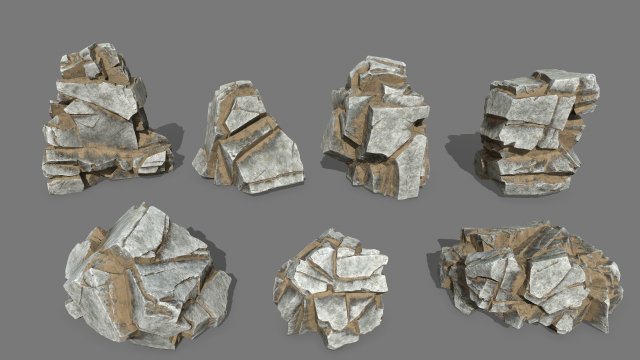 Desert rocks 3D Model .c4d .max .obj .3ds .fbx .stl .blend 