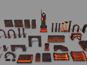 Lava ruin set 3D Model