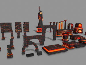 Lava ruin set 3D Model